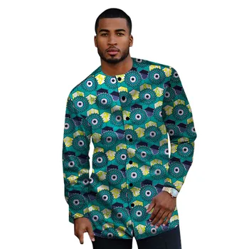 

African clothing men's shirt o-neck Ankara patterns print single breasted tops men's party wear male dashiki shirt for wedding