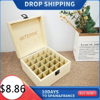 

25 Slots Wooden Storage Box 1pc Carry Organizer Essential Oil Bottles Aromatherapy Container Storage Box Case