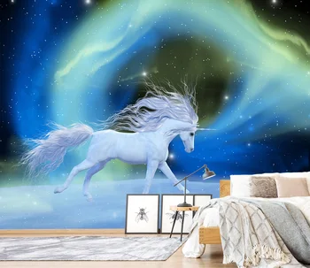 

[Self-Adhesive] 3D Horse Under Aurora 119648 Wall Paper mural Wall Print Decal Wall Murals