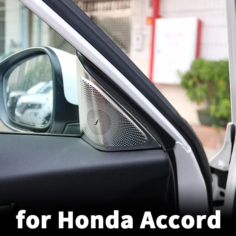 

Stainless steel car interior decoration A-pillar speaker frame tweeter cover modification For Honda Accord 10th 2018 2019 2020