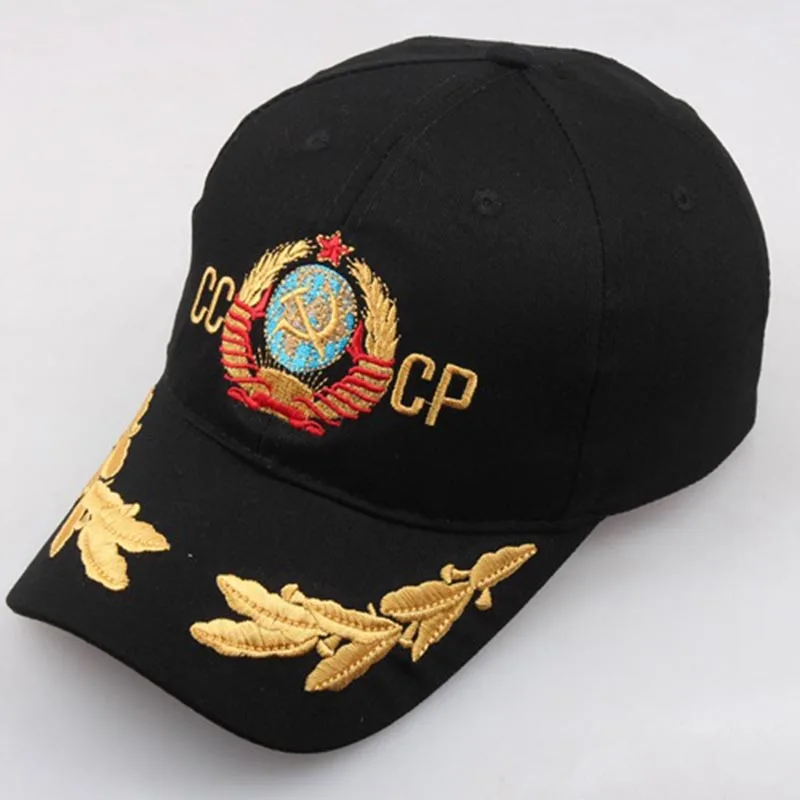 black Лидер продаж CCCP СССР Россия Стиль бейсбольная Кепка унисекс черный, красный бейсболка из хлопка и вышитой буквой «Советский шляпа Прямая - Цвет: black