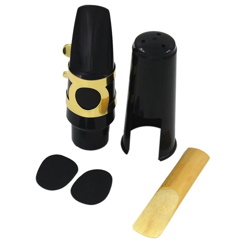 

Alto Sax Saxophone Mouthpiece Plastic with Cap Metal Buckle Reed Mouthpiece Patches Pads Cushions