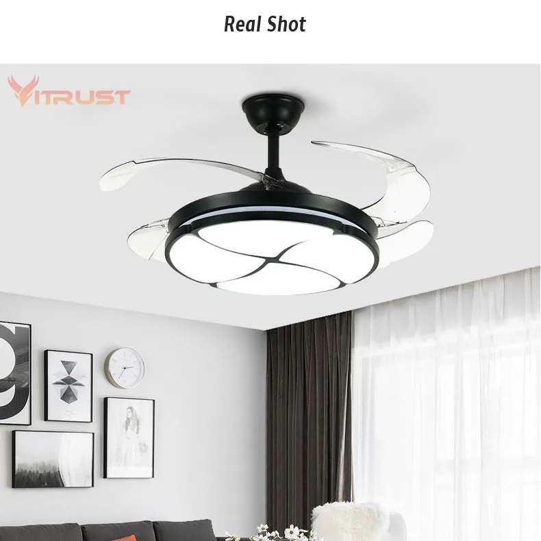 42 inch Four Leaf Ceiling Fan Invisible LED Chandelier for Restaurant Home Living Room Bedroom | Лампы и освещение