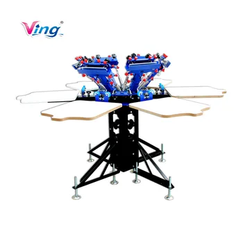 

CALCA 6 Color 6 Station Manual Screen Printing Press Micro-adjust Rotatable Machine T-Shirt Print Equipment