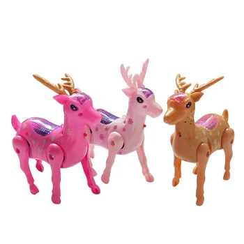 

1pc Run Freely Electric Toy Sika Deer with Traction Rope of Electric Pet Toys for Children Led Light Toys Christmas Toys