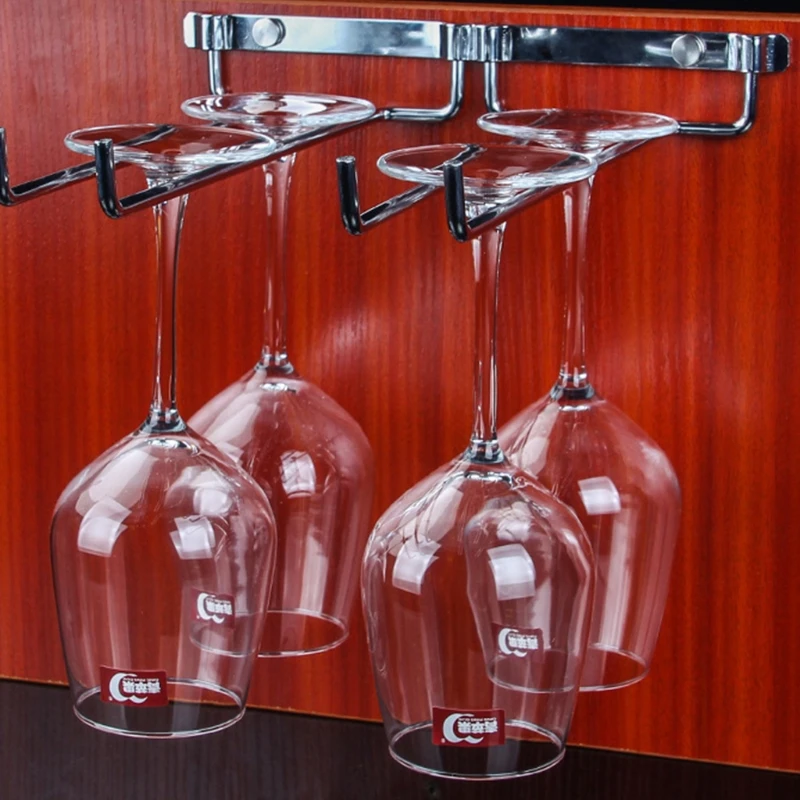 Wine Glass Rack Wall Mounted Stemware Wine Glass Holder Glasses Storage Hanger Metal Organizer for Bar Kitchen 2 Colors
