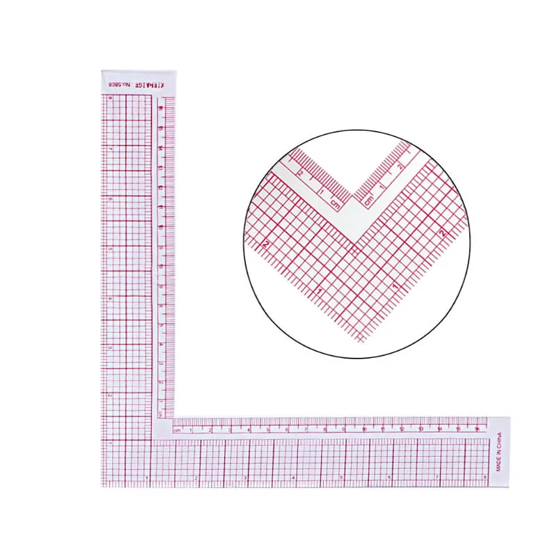 

1Pcs Drawing Supplies Plastic L Shape Right Angle Craft Scale Rule Multi-function Quilting Ruler Sewing Patchwork Tool