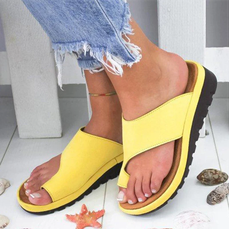 

Women PU Leather Shoes Comfy Platform Flat Sole Ladies Casual Soft Big Toe Foot Correction Sandal Orthopedic Bunion Corrector