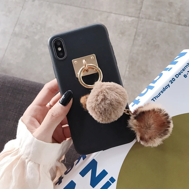 Роскошный милый 3D брелок из меха лисы мягкий чехол для телефона для iphone X XR XS 11 Pro MAX 6S 7 8 plus для samsung S8 S9 S10 Note cover