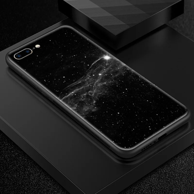 Закаленное стекло чехол для iPhone 5 5S SE 6 6S 7 8 Plus X XR XS MAX TPU Рамка для OnePlus 3 3T 5 5T 6 6T 7 7 Pro Дизайн Темные ракушки