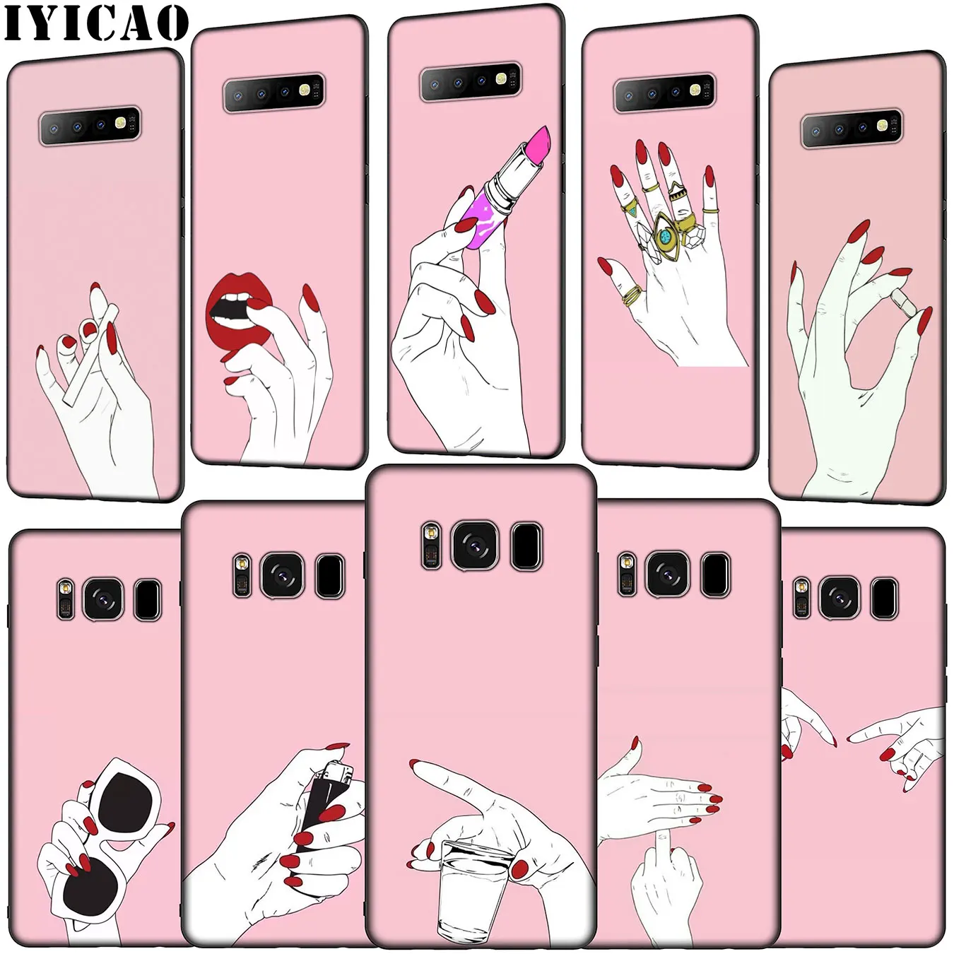 IYICAO Best Friend Pink Hands Soft Silicone Phone Case for Samsung Galaxy S20 Ultra S10 Lite S9 S8 Plus S6 S7 Edge S10e Cover |