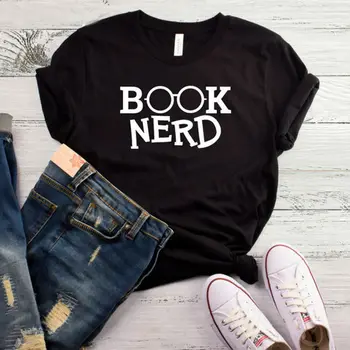 

Women T Shirt Book Nerd Letters Print Tshirt Women Short Sleeve O Neck Loose T-shirt Ladies Summer Causal Tee Shirt Clothes Tops