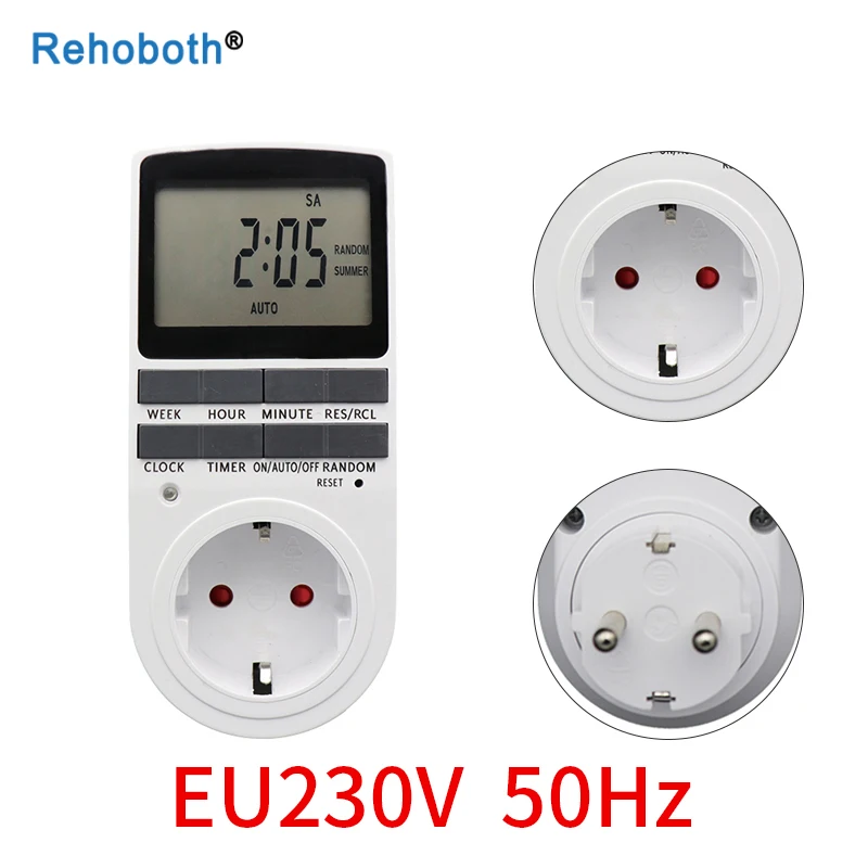 EU Electronic Digital Timer Switch US FR BR Plug Kitchen Timer Socket Outlet 230V 110V 7 Day 12/24 Hour Programmable Timing 5