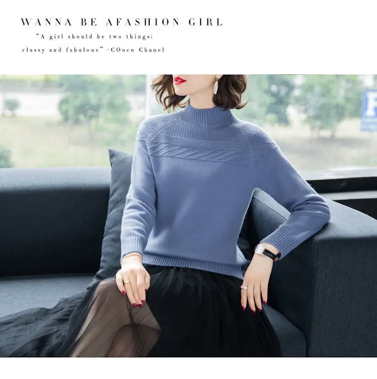 PEONFLY, Однотонный свитер с высоким воротником, Женская мода, осенне-зимние топы, вязаные пуловеры, джемпер с длинными рукавами, Pull Femme