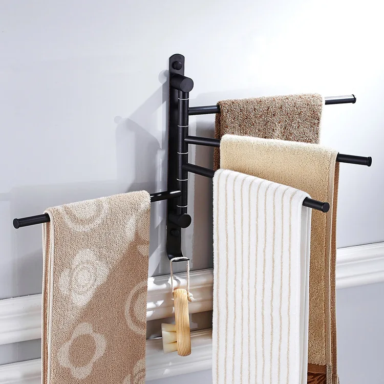

Black And White with Pattern Bronze Stainless Steel Activity Towel Bar Folding Rotating Towel Bar with Clothes Hook a Generation
