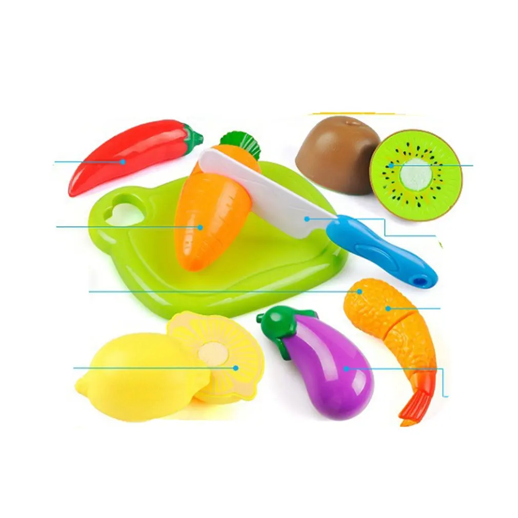 9PCS/SET Kitchen Food Play Toy Cutting Fruit Vegetable Cutter Tool for Children Kids Great Gift Toy Educational Learning Toy
