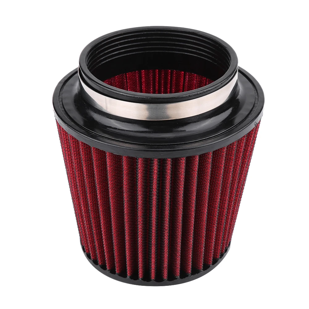 

High Flow Car Modification Inlet Air Intake Round Cone Air Filter Universal Red PU Cotton Gauze Mesh Filter Mushroom Head