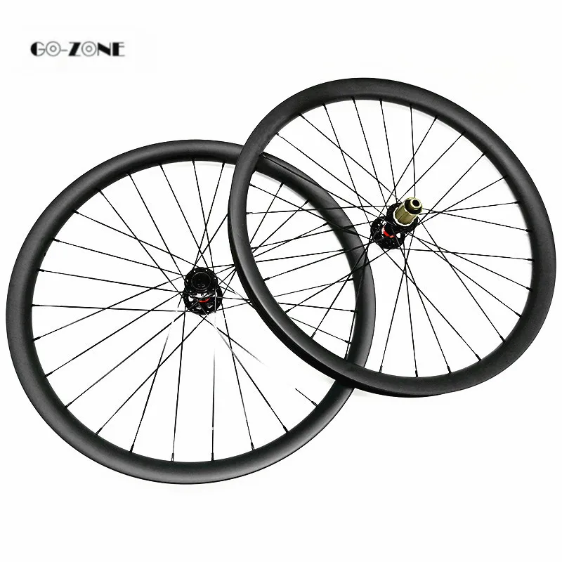 Cheap Go-zone 29er mtb carbon wheelset asymmetric 45x25mm tubeless bike carbon disc wheel novatec D791SB D792SB 100x15 142x12 カーボンホイール 3
