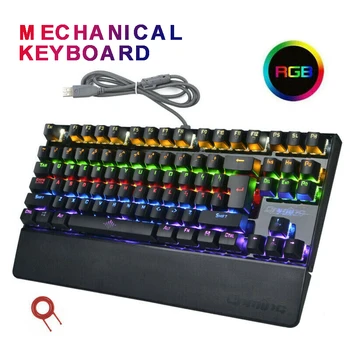 

Mechanical Keyboard Wired Gaming Keyboard RGB USB Wired 87 Keys Mechanical Gaming Keyboard with RGB LED Rainbow Backlight