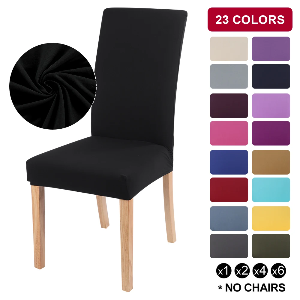 1/2/4/6pcs Solid Color Spandex Dining Chair Covers Grey Black Stretch Slipcovers Universal Removable Protective | Дом и сад