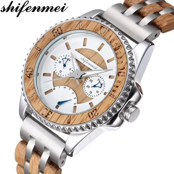 

Shifenmei Wood Watch Men Luxury Quartz Watch Chronograph Wooden Watches Men Sport Military Wristwatch Dropshipping Zegarek Meski