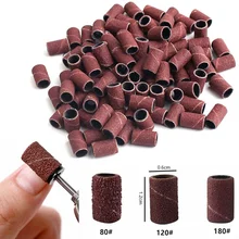 

50Pcs 80# 120# 180# Nail Art Sanding Bands File Acrylic UV Gel Polish Remover for Electric Nail Drill Bits Manicure Machine