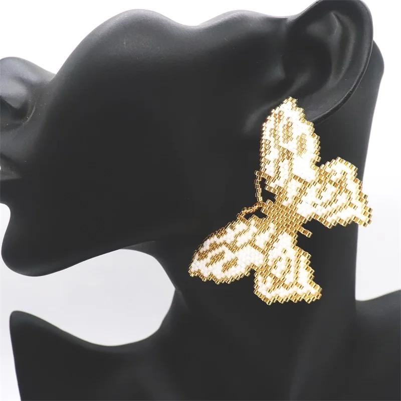 

Большие серьги ZHONGVI для женщин, плетеные серьги в стиле бохо С Рисунком бабочки Миюки, модные ювелирные изделия 2021, кольца для ушей ручной работы