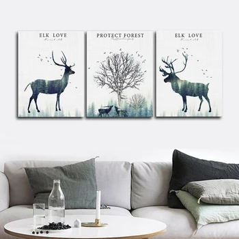 

Elks Abstract Wall Pictures Poster Print Canvas Painting Calligraphy Decorative for Living Room Bedroom Home Decor Frameless