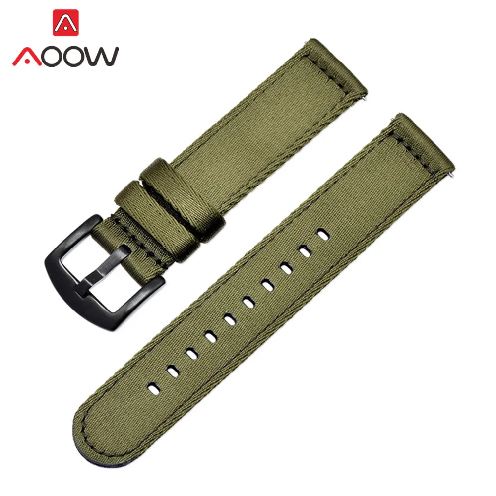 Army green B AOOW 18 мм 20 мм 22 мм 24 мм нейлоновый ремень НАТО Quick Release Sport Canva сменный браслет наручных часов браслет высокого качества ремень - Цвет ремешка: Army green B