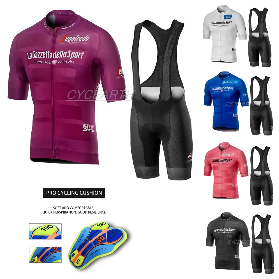 Tour De Italia Italy 2020 Men Cycling Summer short sleeve Set Jersey and bib shorts Breathable MTB racing maillot