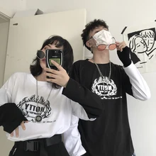 hip hop vintage Print brand Fake two Patchwork Men T shirt Long Sleeve rock Couple Clothes White Funny oversized streetwear 2019 hip hop vintage Print brand Fake two Patchwork Men T shirt Long Sleeve rock Couple Clothes White Funny oversized streetwear 2019
