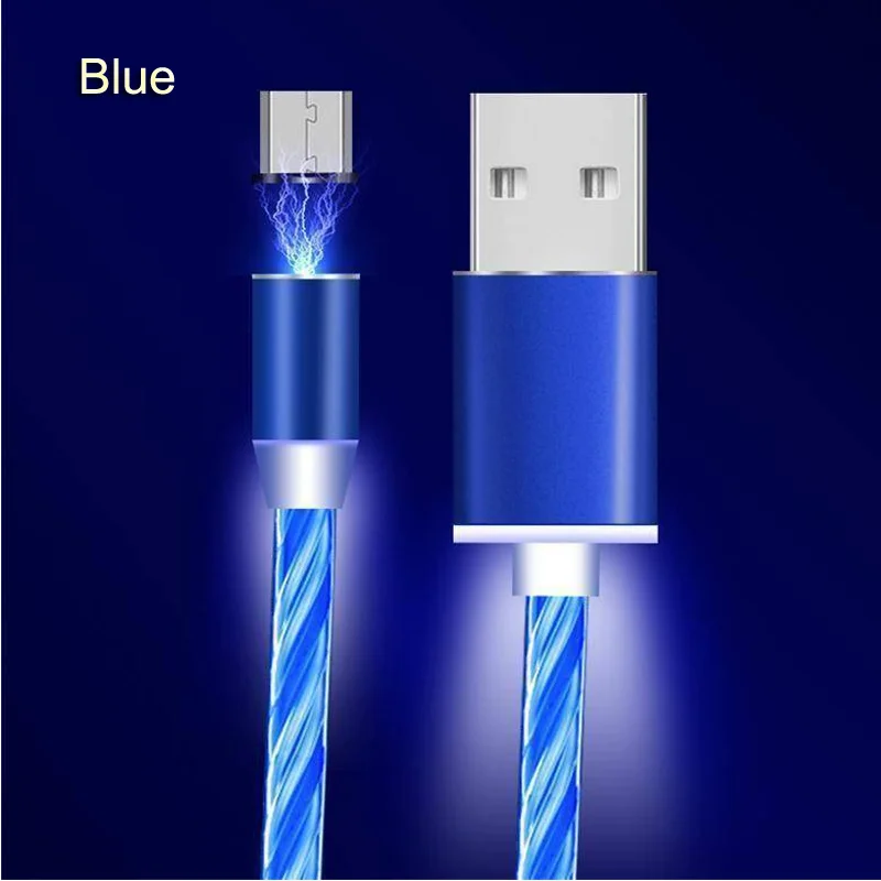 Вращающийся на 360 градусов Магнитный световой светодиодный светильник Micro usb type-C кабель для samsung Note 4 5 8 9 10 Pro Redmi Note 8 7 6 5 Pro - Цвет: Blue