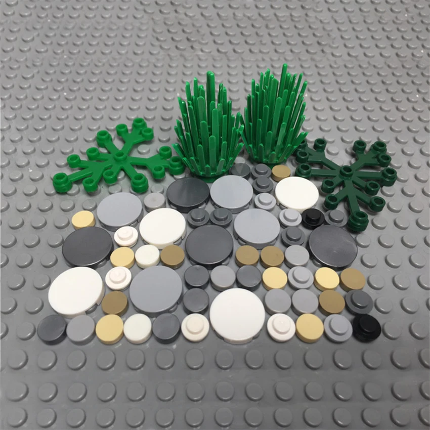 30Pcsset Building Accessories Garden Stone Road Round Cover Lamp Grain MOC City Brick Legoing Blocks Children DIY Toy Gift (1)