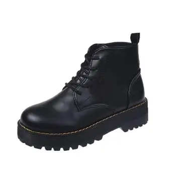 baratas Mulher Outono Inverno Quente Chunky Martin Botas Senhoras Plataforma Aumento Sapato Couro Tornozelo Botas Punk Goth Nova Chegada 2020