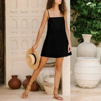 Vintage Cotton Linen Women Dresses 2024 Summer Sexy Spaghetti Strap Sleeveless Back Bandage Harajuku Party Club Mini Dress - Image 4
