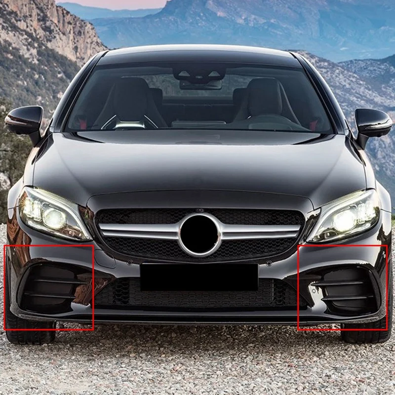 

6 Pcs Black Front Bumper Grille Fog Light Trim Cover for Benz C Class W205 S205