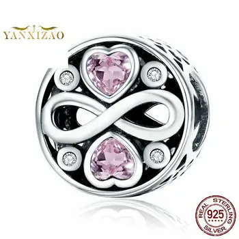 

Heart set Gemstone Diy 925 sterling silver original natural stone beads for jewelry making Fit charms pandora bracelet