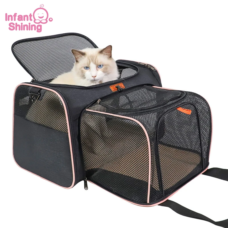 Младенческая блестящая сумка для животных односторонняя Расширительная полиэфирная ткань удобная большая космическая молния вентиляционная дорожная сумка для домашних животных