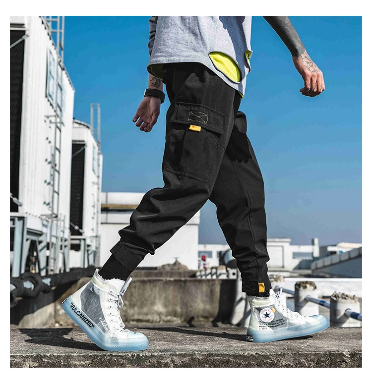Мужские брюки-карго с карманами и эластичной резинкой на талии, штаны-шаровары в стиле хип-хоп, повседневные брюки для бега, мужские M-3XL