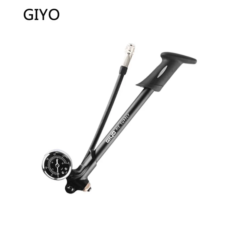 GIYO GS-02D Высокого Давления Воздушный ударный насос для вилка Задняя подвеска велосипедный мини-шланг Надувное Schrader(Шрадер) Велосипедная вилка - Цвет: black