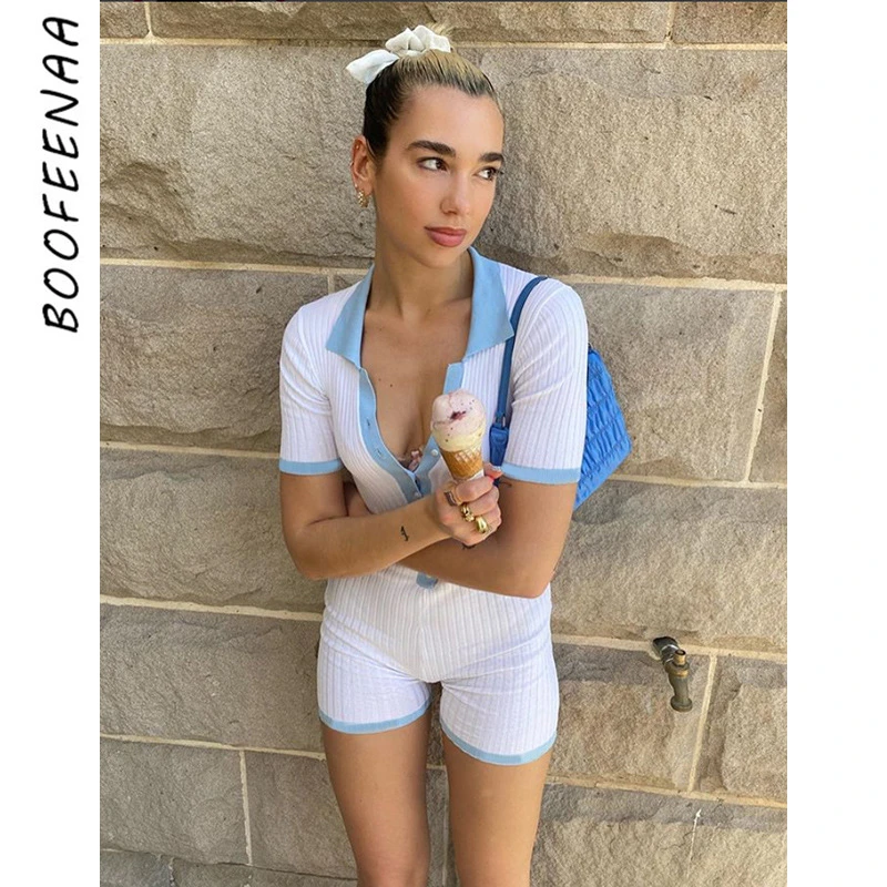 white fitted playsuit