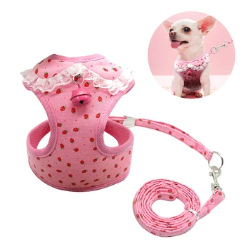 

Cute Lace Pet Vest Soft Mesh Pet Puppy Dog Cat Harness Leash Set With Bell For Small Medium Dogs Chihuahua Yorkie Teddy S M L XL