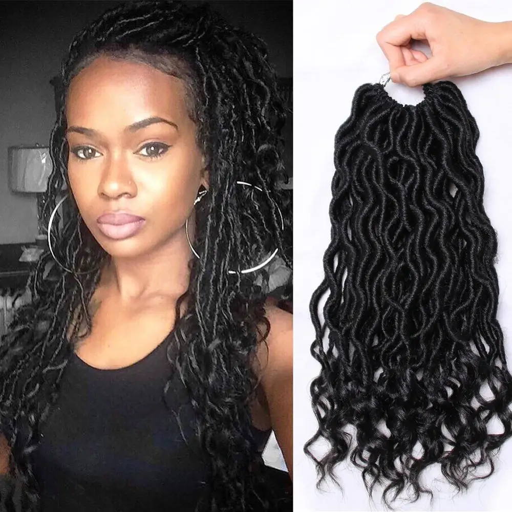 

Goddess Locs with Curly Ends Crochet Twist Soft Synthetic Braiding Hair Extension Ombre Crochet Braiding Hair Women's Hair