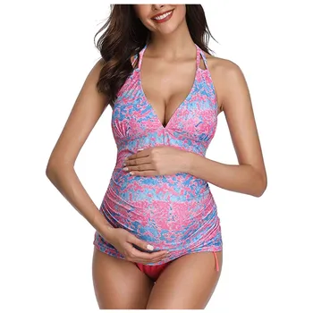 

Maternity Tankinis Women Printed Flower Bikinis Swimsuit Beachwear Pregnant Suit Sexy Beach One Piece Pregnancy Lady Clothes
