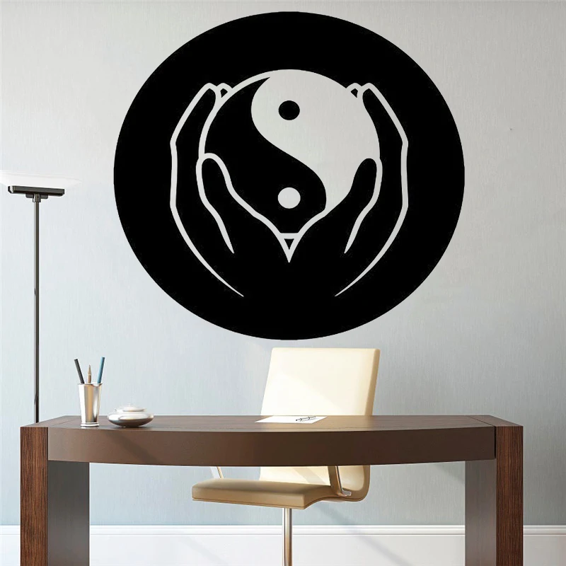 Vinyl Yin Yang wall decal for Daoism decoration Sticker Floral balance ying yang Taoism waterproof Livingroom Wall decals HY1085 | Дом и сад
