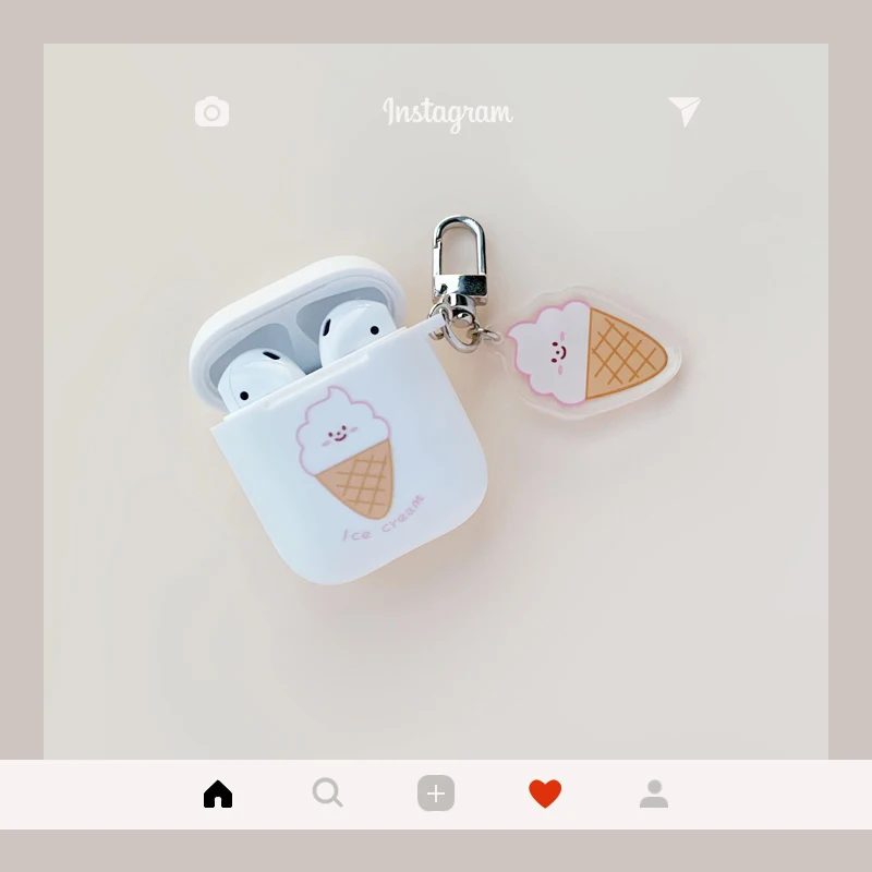 Белый Чехол для наушников с мультяшным кроликом для Airpods 2, силиконовый беспроводной Bluetooth чехол для наушников с милыми фруктами, защитный чехол для ключей - Цвет: Белый