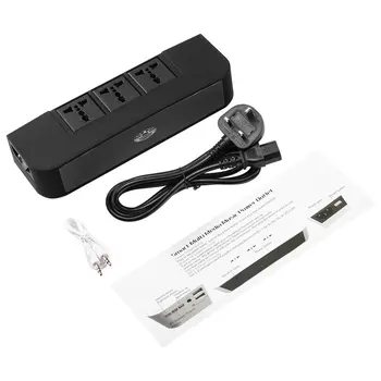 

Black Portable Mini QC3.0 Smart Charging Multi Media Music Power With 3-Outlets Independent Power Switch