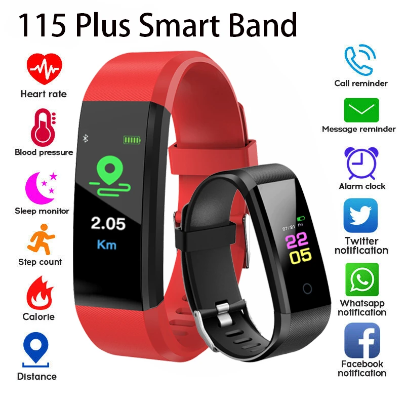 best digital watch for women 115 Plus Smart Watch Health Smart Wristband Heart Rate Sleep Monitor Fitness Pedometer Waterproof Men Women Kids Sport Bracelet solar digital watch