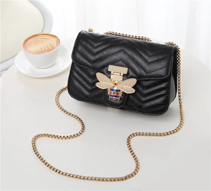 Сумка на плечо с цепочкой для женщин, женская сумка, женская сумка, роскошная сумка, новинка, дизайнерская, известный бренд, пчелиный металл, сумки-мессенджеры