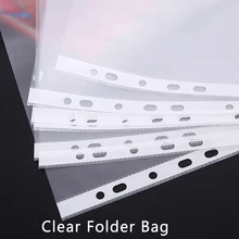 100Pcs A4 Clear Plastic Punched Pockets 11 Holes Loose Leaf Transparent Paper Storage Bag Documents Sheet Protectors Organizer